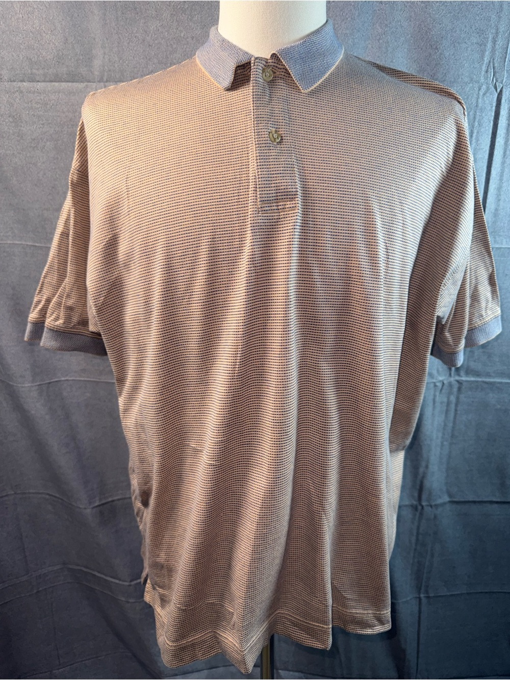 1523-Hathaway Men's Short Sleeve Polo in Taupe with Contrast Collar